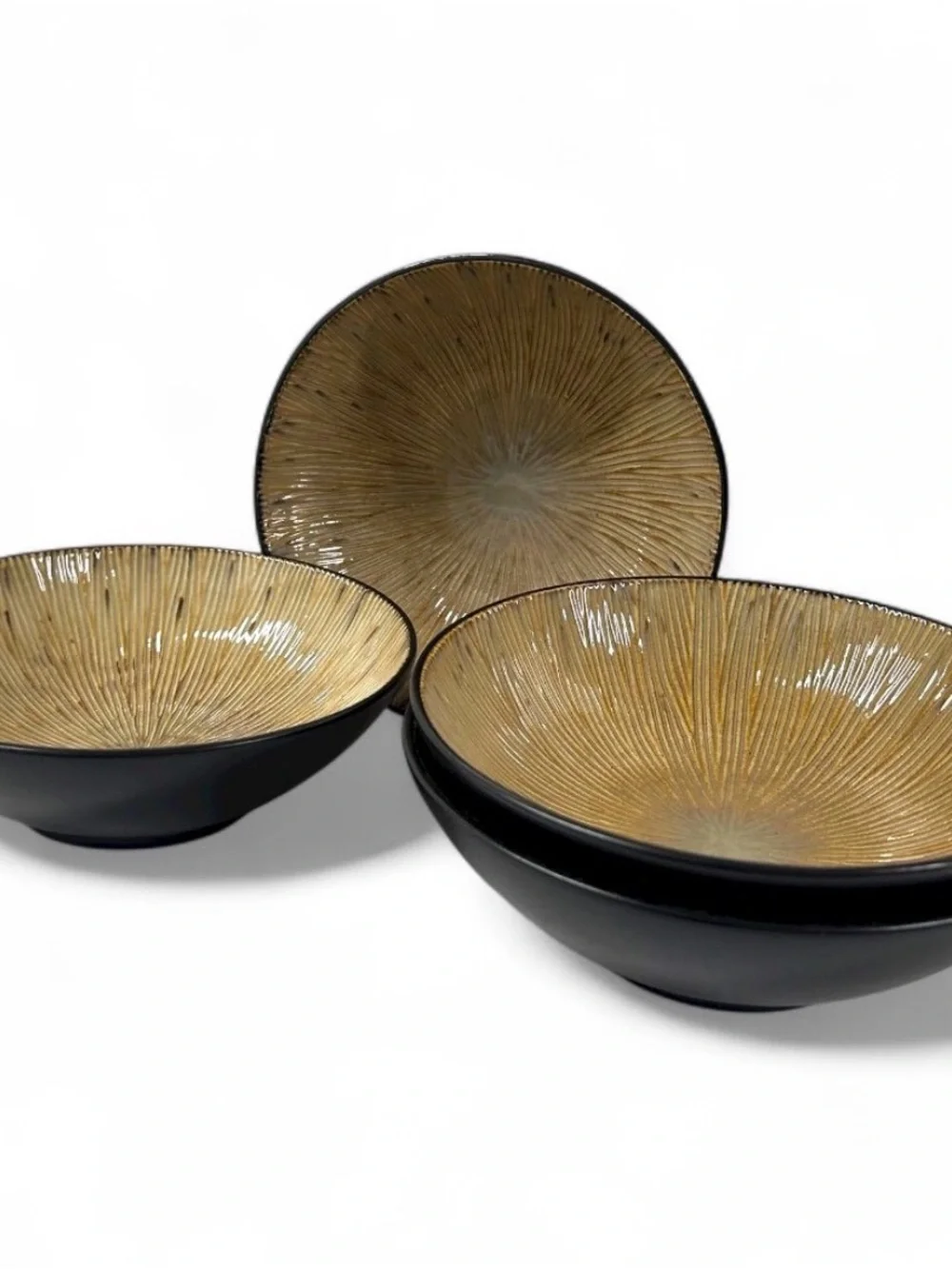 Joseph Abboud Ventana Soup Cereal Bowls 7 7/8” Brown Stoneware Set of 4